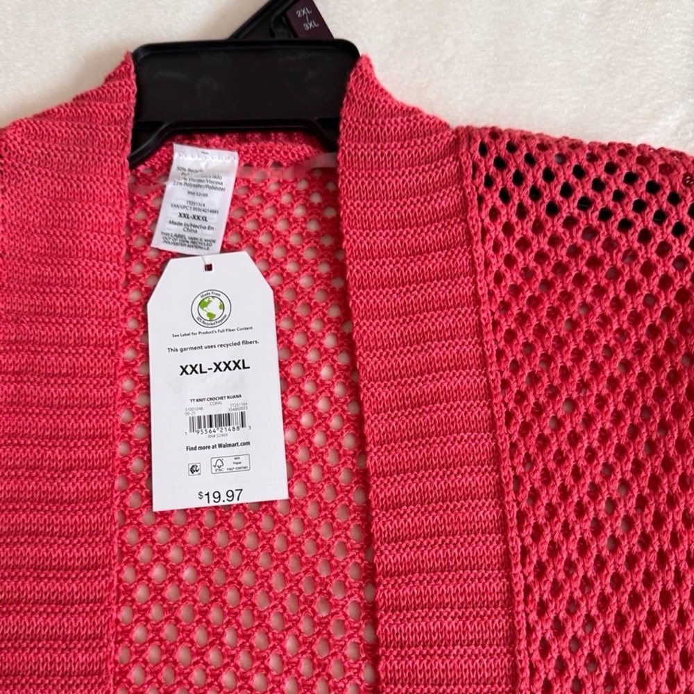 Time and Tru Women's Open Front Crochet Ruana, Size 2XL-3XL - Picture 7 of 7